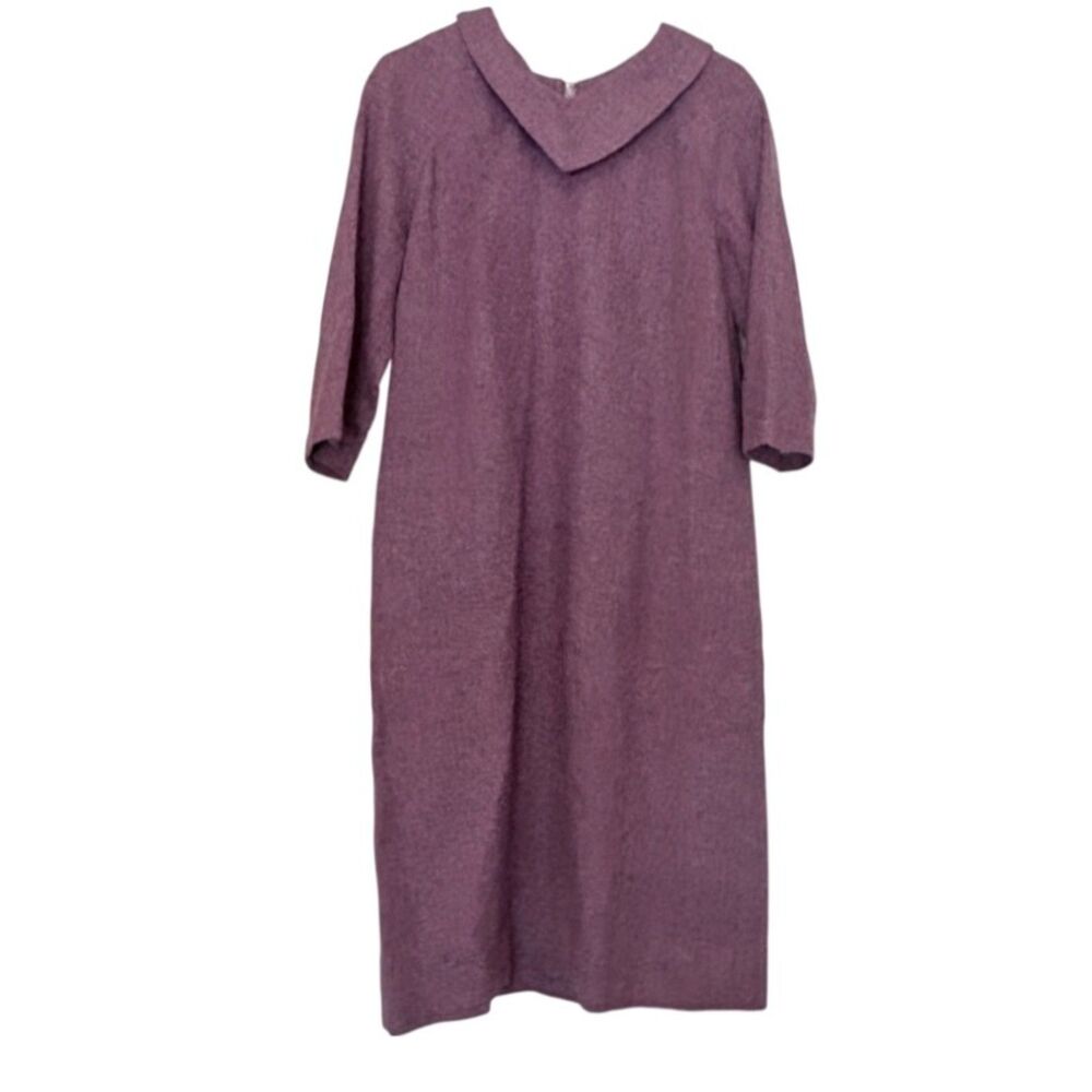Vintage 60s Handmade Shift Dress Purple Mod Portrait Collar Women’s M